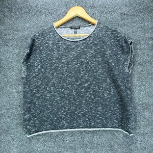Eileen‎ Fisher Top Medium Gray Organic Slub Knit Linen Cotton Boxy Minimalist